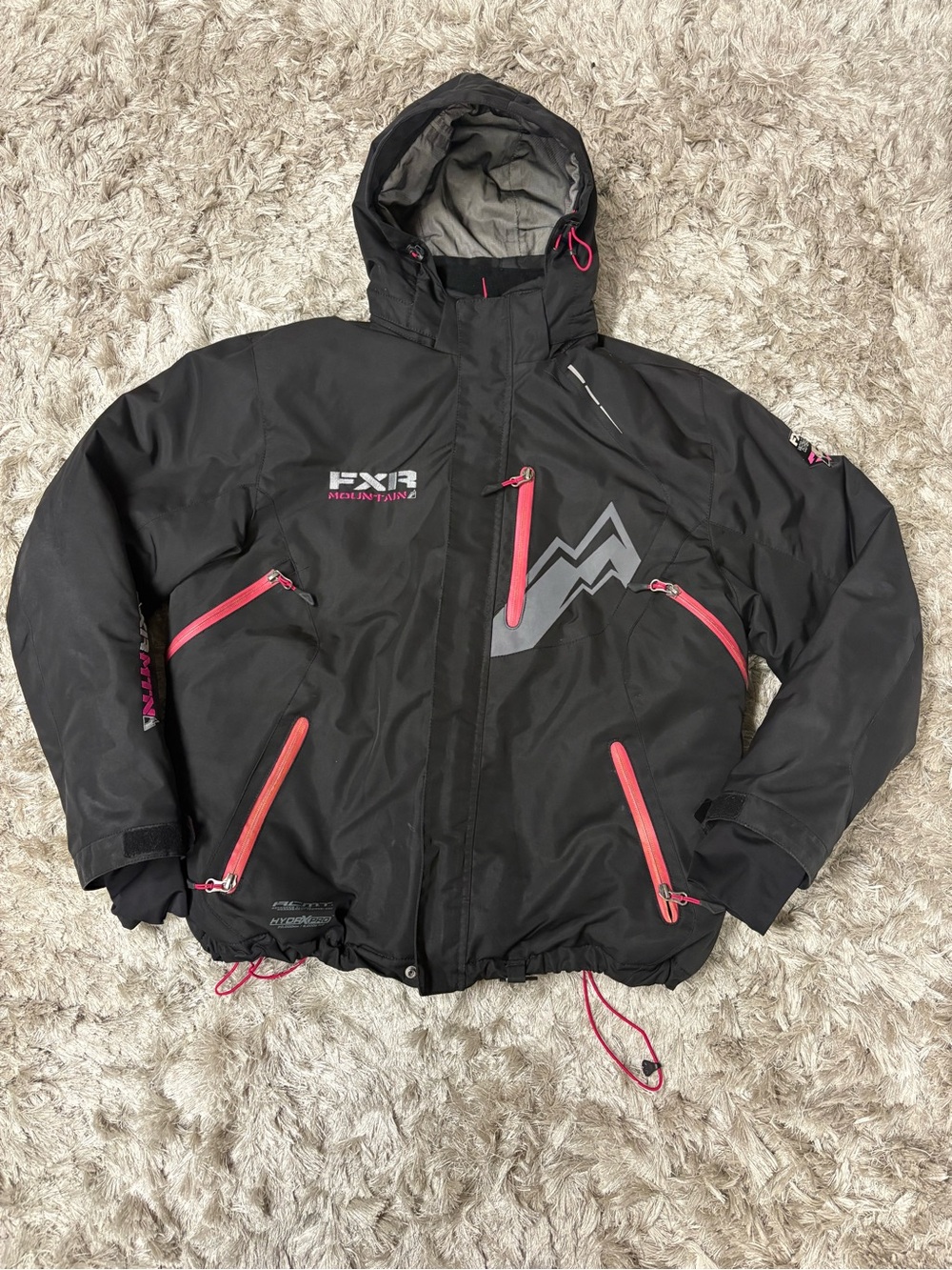 FXR Black Insulated Hooded Jacket with Pink Accents